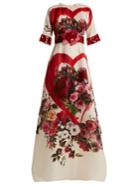 Dolce & Gabbana Embellished Rose-print Silk-organza Gown