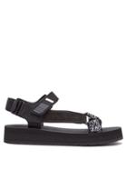 Matchesfashion.com Prada - Logo Plaque Strap Leather And Grosgrain Sandals - Womens - Black