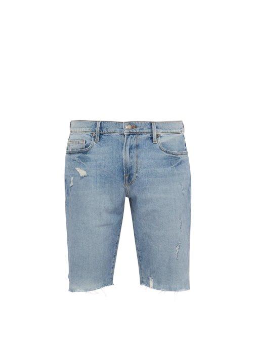 Matchesfashion.com Frame - L'homme Cut Off Denim Shorts - Mens - Light Blue