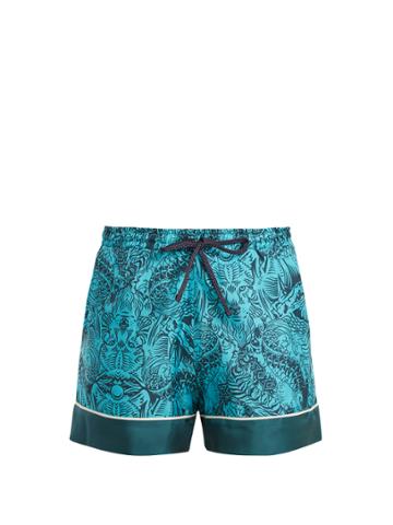 Mary Katrantzou Rook Dragon-print Silk-twill Shorts