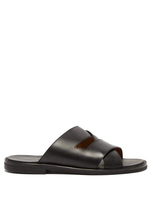 Matchesfashion.com John Lobb - Cross Strap Leather Sandals - Mens - Black