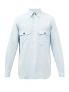 L.e.j - Everyday Flap Pocket Washed-silk Shirt - Mens - Light Blue
