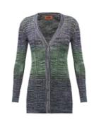 Matchesfashion.com Missoni - Space-dyed Striped Knitted Longline Cardigan - Womens - Blue Multi