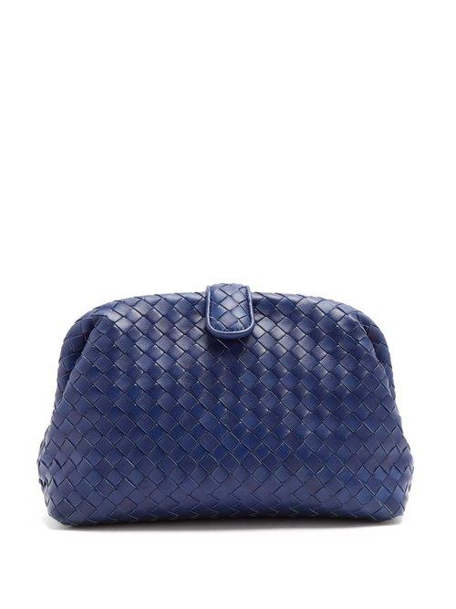 Matchesfashion.com Bottega Veneta - The Lauren 1980 Intrecciato Leather Clutch - Womens - Blue