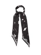 Matchesfashion.com Rockins - Cosmic Dancer Print Super Skinny Silk Scarf - Womens - Black