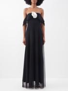 Bernadette - Balir Off-the-shoulder Point D'esprit Gown - Womens - Black