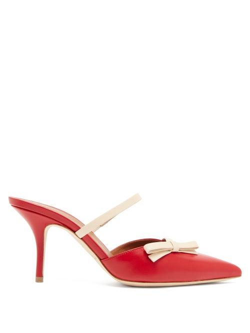 Matchesfashion.com Malone Souliers - Jenna Bow-appliqu Leather Mules - Womens - Red