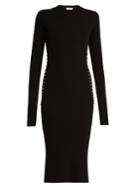 Mugler Ring-embellished Long-sleeved Ribbed-knit Dress