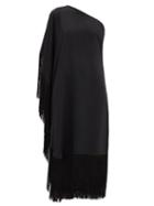 Matchesfashion.com Taller Marmo - Piccolo Fringed One-shoulder Dress - Womens - Black