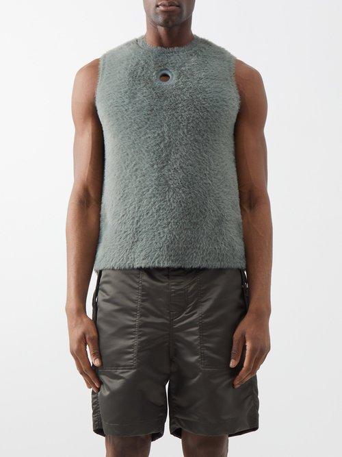 Craig Green - Eyelet-embellished Brushed Knitted Sweater Vest - Mens - Green