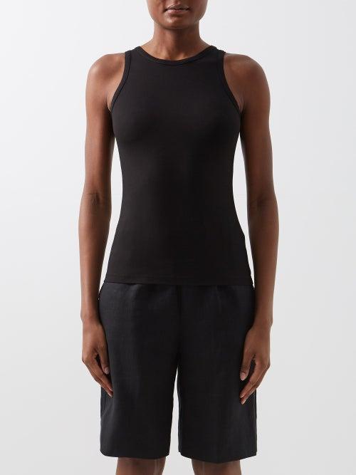 Albus Lumen - Round-neck Jersey Tank Top - Womens - Black