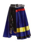 Matchesfashion.com Chopova Lowena - Leather Belted Colour Block Pleated Midi Skirt - Womens - Multi