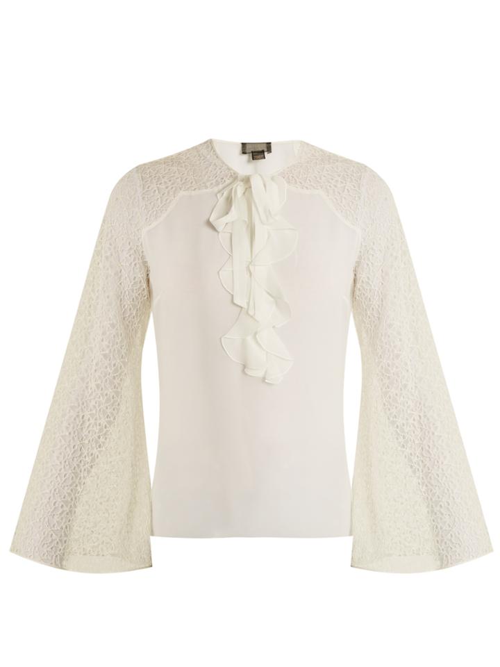 Giambattista Valli Contrast-sleeve Silk-georgette Blouse