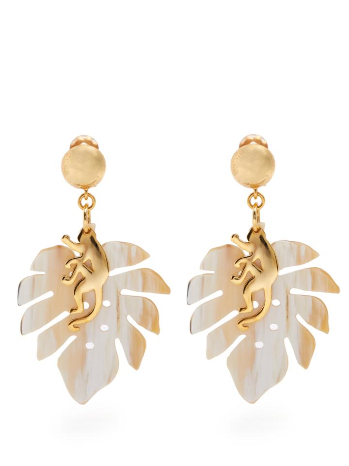 Oscar De La Renta Jungle Horn Clip-on Earrings