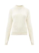 Matchesfashion.com Saint Laurent - High-neck Rib-knitted Wool-blend Sweater - Womens - Ivory