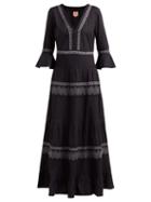 Matchesfashion.com Le Sirenuse, Positano - Bella Embroidered Cotton Dress - Womens - Black Multi