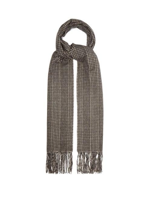 Matchesfashion.com Saint Laurent - Houndstooth Cashmere Scarf - Mens - Black