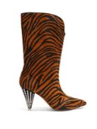 Attico Zebra-stripe Calf-hair And Crystal Boots