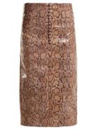 Matchesfashion.com Hillier Bartley - Python Effect Faux Leather Pencil Skirt - Womens - Pink Print