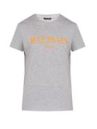 Matchesfashion.com Balmain - Logo Cotton T Shirt - Mens - Grey Multi