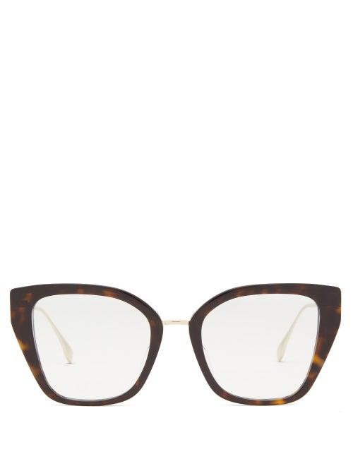 Fendi - Baguette Cat-eye Acetate And Metal Glasses - Womens - Brown