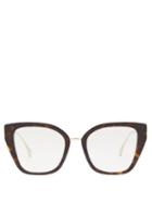 Fendi - Baguette Cat-eye Acetate And Metal Glasses - Womens - Brown