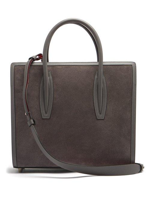 Matchesfashion.com Christian Louboutin - Paloma Medium Leather And Suede Tote - Womens - Light Grey