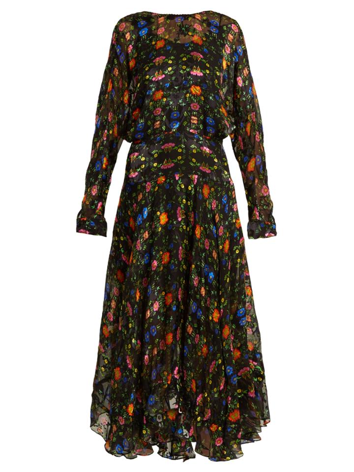 Preen By Thornton Bregazzi Bergamot Floral-print Silk-blend Devor Dress