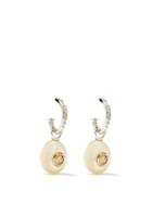Jade Jagger - Diamond, Pearl & 18kt White-gold Hoop Earrings - Womens - Pearl