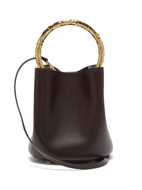 Matchesfashion.com Marni - Pannier Leather Bucket Bag - Womens - Dark Brown