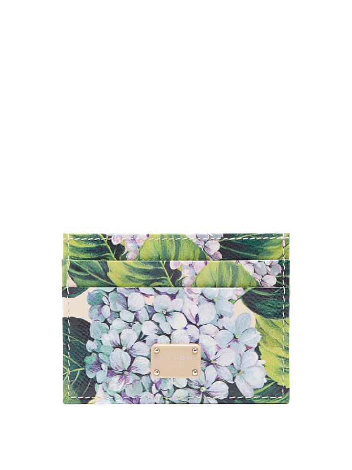 Dolce & Gabbana Ortensia-print Leather Cardholder