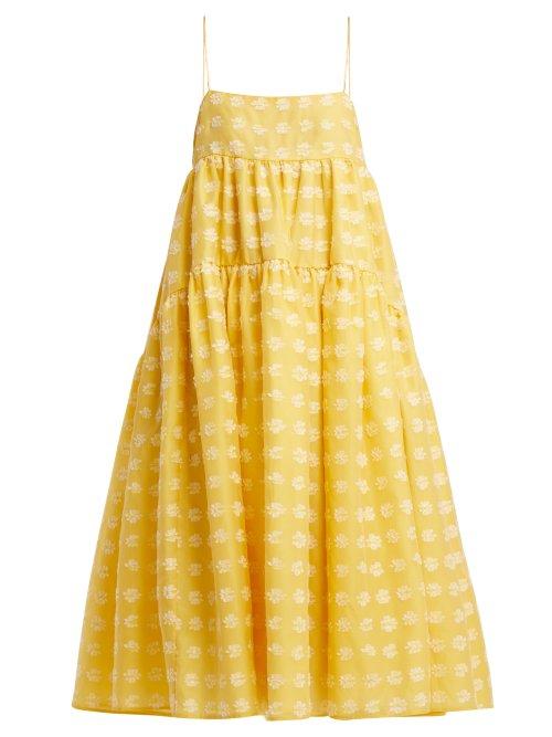 Matchesfashion.com Cecilie Bahnsen - Bey Floral Fil Coup Dress - Womens - Yellow White