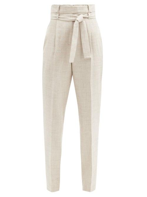 Matchesfashion.com Gabriela Hearst - Collins High-rise Tweed Trousers - Womens - Beige