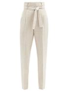 Matchesfashion.com Gabriela Hearst - Collins High-rise Tweed Trousers - Womens - Beige