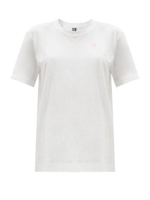 Matchesfashion.com Adidas By Stella Mccartney - Logo-print Organic Cotton-jersey T-shirt - Womens - White