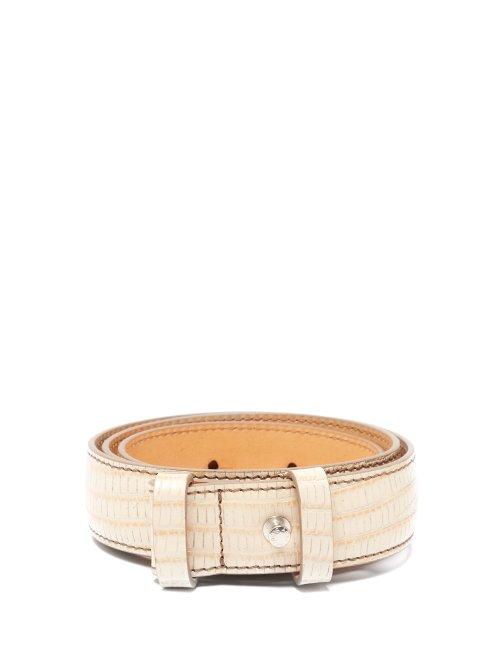 Matchesfashion.com Acne Studios - Lizard Effect Leather Belt - Womens - Cream