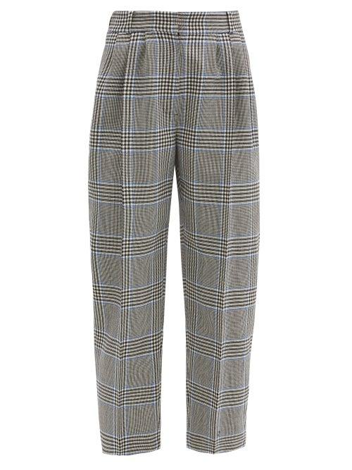 Matchesfashion.com Alexander Mcqueen - Cropped Glen-check Wool-twill Suit Trousers - Womens - Grey Multi