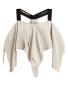 Matchesfashion.com Roland Mouret - Bach Off The Shoulder Draped Silk Crepe Top - Womens - White