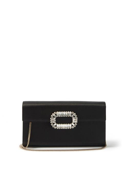 Roger Vivier - Sexy Choc Crystal-buckle Satin Clutch - Womens - Black