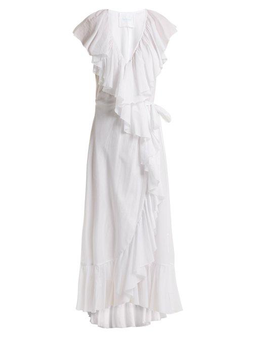 Matchesfashion.com Loup Charmant - Callela Ruffled Cotton Wrap Dress - Womens - White