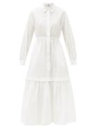 Matchesfashion.com Co - Tiered Cotton-blend Shirt Dress - Womens - White