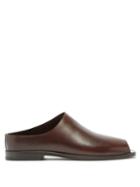 Matchesfashion.com Lemaire - Peep-toe Leather Mules - Womens - Dark Brown