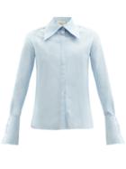 Matchesfashion.com A.w.a.k.e. Mode - Exaggerated-collar Cotton-poplin Shirt - Womens - Blue