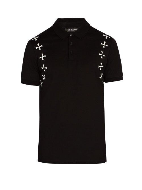 Matchesfashion.com Neil Barrett - Military Cotton Piqu Polo Shirt - Mens - Black White