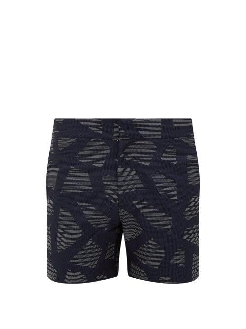 Matchesfashion.com Frescobol Carioca - Pattern Jacquard Swim Shorts - Mens - Navy