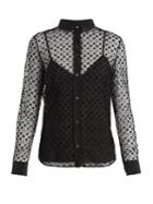 Redvalentino Floral Polka Dot-flocked Layered Tulle Blouse