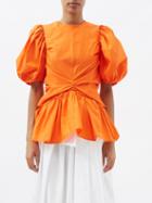 Cecilie Bahnsen - Faith Puff-sleeve Cotton-poplin Top - Womens - Orange