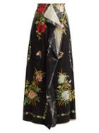 Matchesfashion.com By Walid - Rawan Wisteria Print Skirt - Womens - Black Print