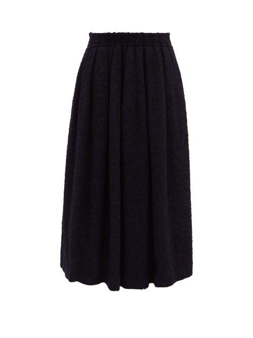 Matchesfashion.com Raey - Elasticated Back Textured Full Skirt - Womens - Navy