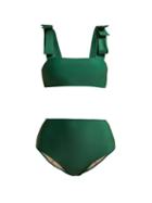 Matchesfashion.com Adriana Degreas - Fiore Solis Bow Embellished Bikini - Womens - Green